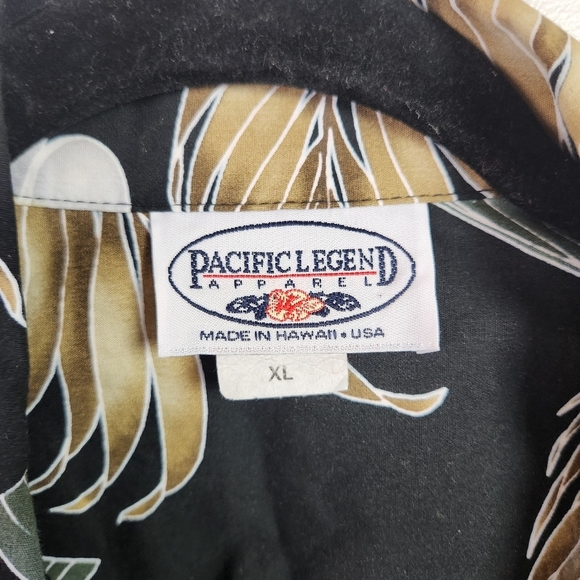 Vintage Short Sleeve Button Tropical Floral Hawaiian Black Shirt Mens XL Hawaii - Picture 4 of 7